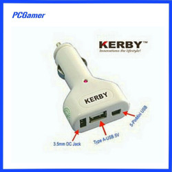 Kerby Car Charger with 3.5mm DC Jack and Mini USB