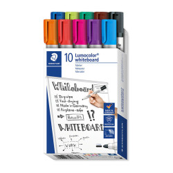 Staedtler Lumocolor Non-Permanent Whiteboard Markers - 10 Pack - Assorted Colour